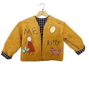 Butterick Completed Kids Boxy Felt Jacket Stick Figure Kitty Mom Dad Sz M Folksy